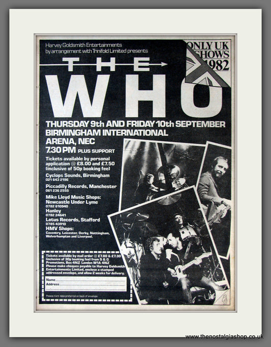 Who (The) UK Shows '82. Original Advert 1982 (ref AD13866)