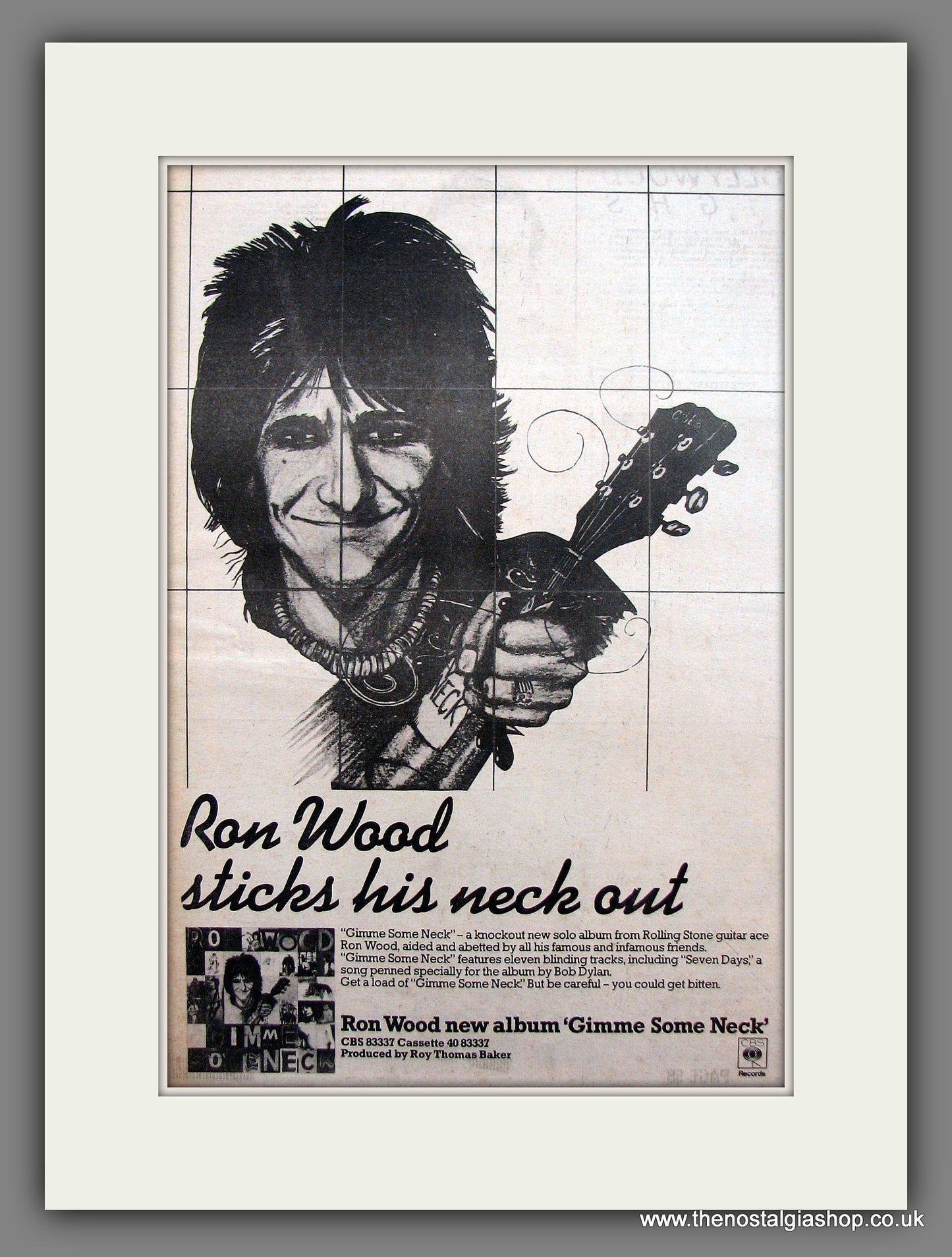 Ron Wood. (Rolling Stones.) Gimme Some Neck. Vintage Advert 1979 (ref AD13892)