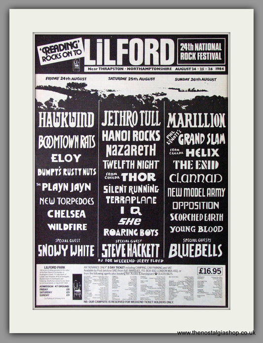 Lilford, 24th National Rock Festival. Vintage Advert 1984 (ref AD11389)