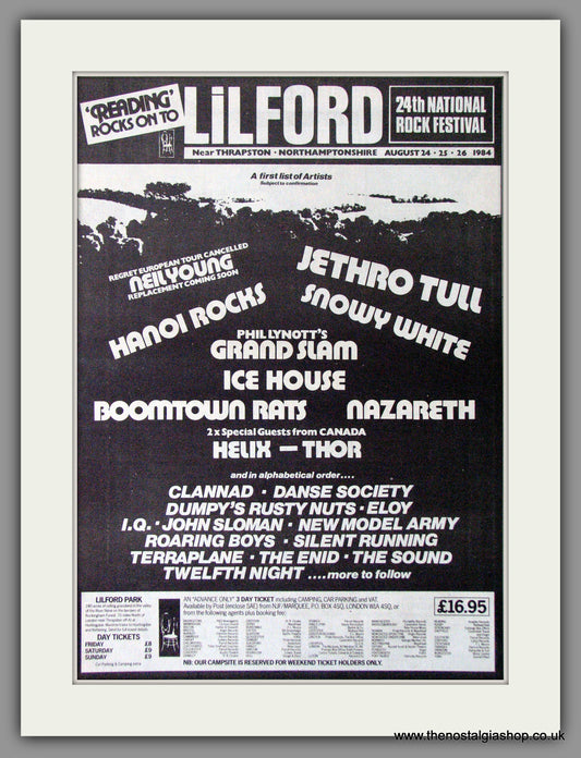 Lilford, 24th National Rock Festival. Vintage Advert 1984 (ref AD11390)