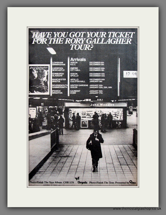 Rory Gallagher. Photo Finish. UK Tour. Vintage Advert 1978 (ref AD13894)