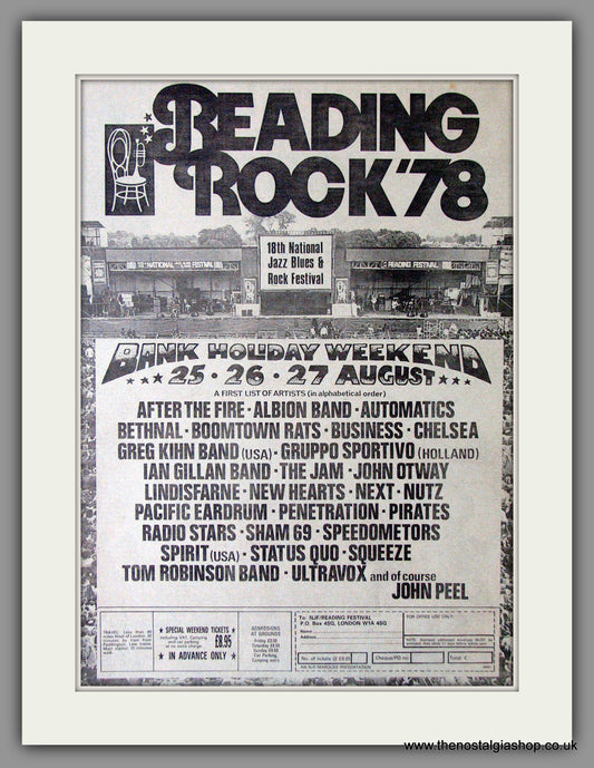 Reading Rock '78  Rock Festival. Vintage Advert 1978 (ref AD11392)