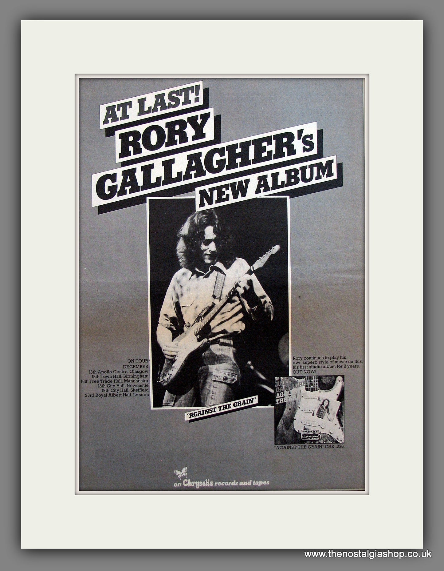 Rory Gallagher. Against The Grain. Vintage Advert 1975 (ref AD13896)