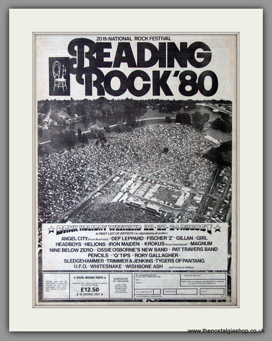 Reading Rock '80  Rock Festival. Vintage Advert 1980 (ref AD11394)