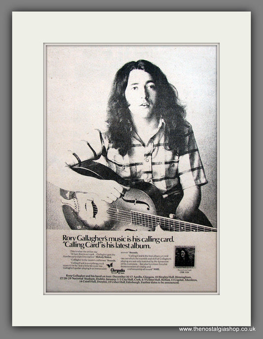 Rory Gallagher. Calling Card. Vintage Advert 1976 (ref AD13898)