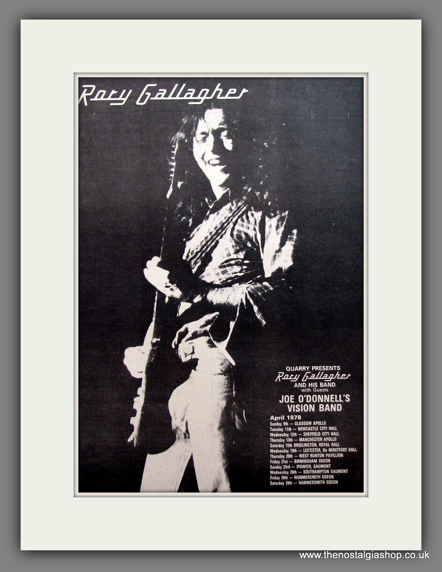 Rory Gallagher. UK Tour Dates. Vintage Advert 1978 (ref AD13901)