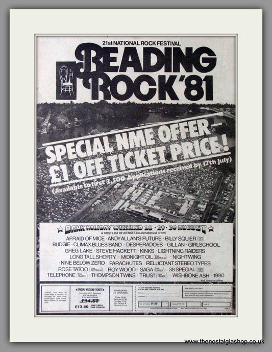 Reading Rock '81  Rock Festival. Vintage Advert 1981 (ref AD11397)
