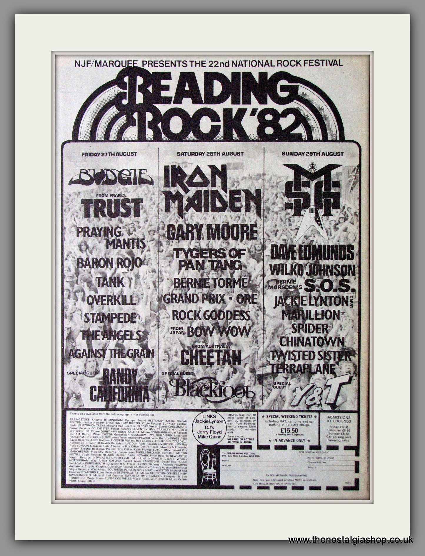 Reading Rock '82  Rock Festival. Vintage Advert 1982 (ref AD11396)