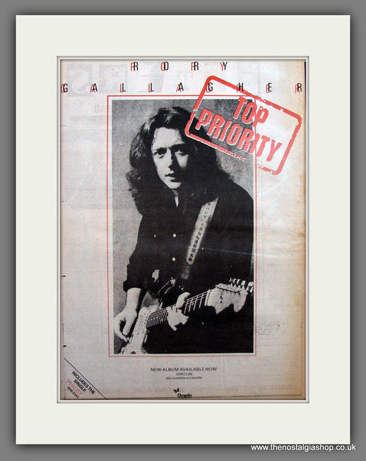 Rory Gallagher. Top Priority. Vintage Advert 1979 (ref AD13905)