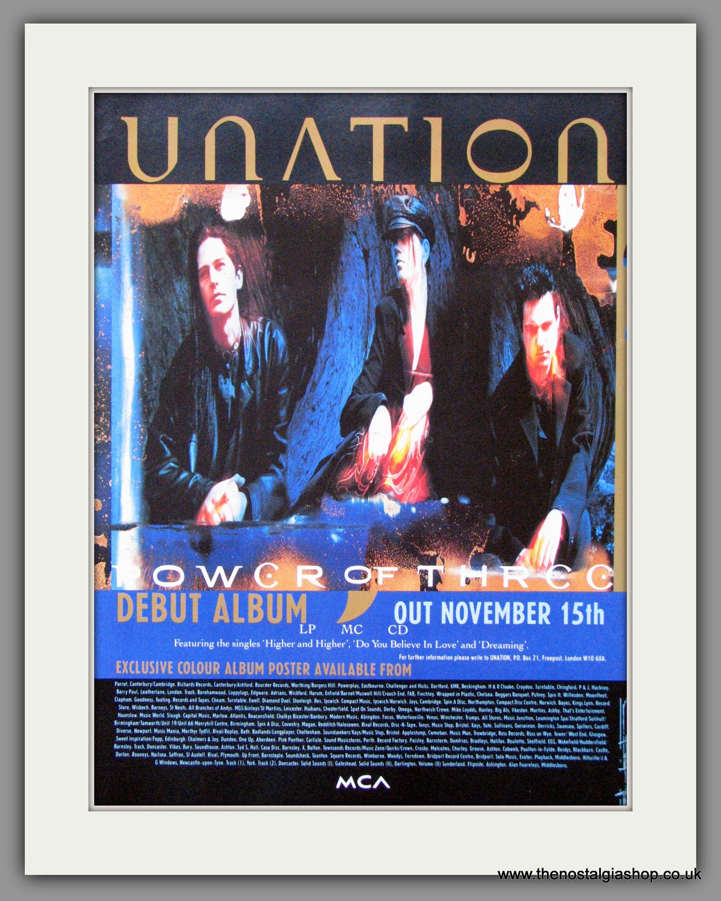 Unation. Power of Three, Debut Album. 1993 Original Advert (ref AD52693)