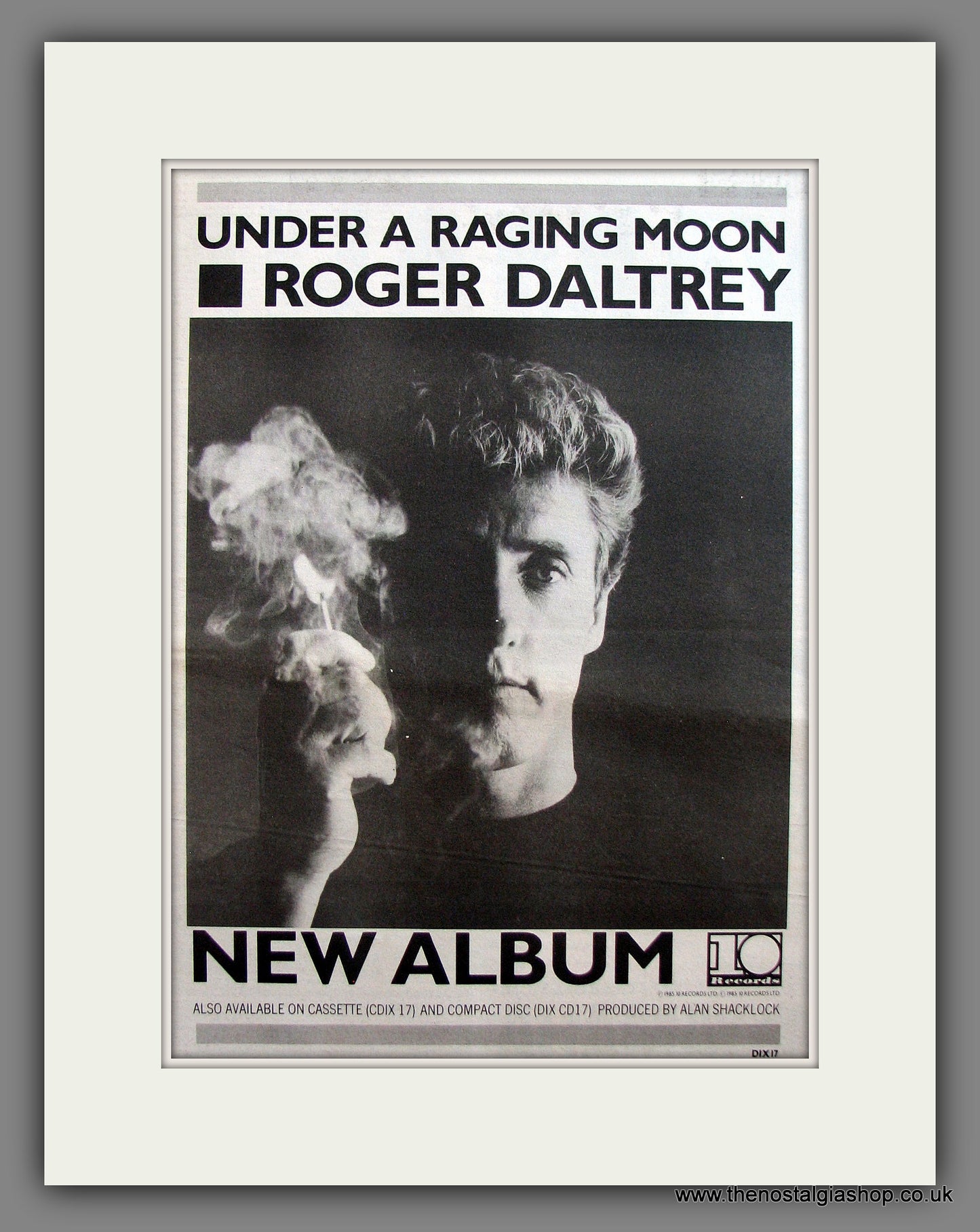 Roger Daltry. Under A Raging Moon. Vintage Advert 1985 (ref AD13911)