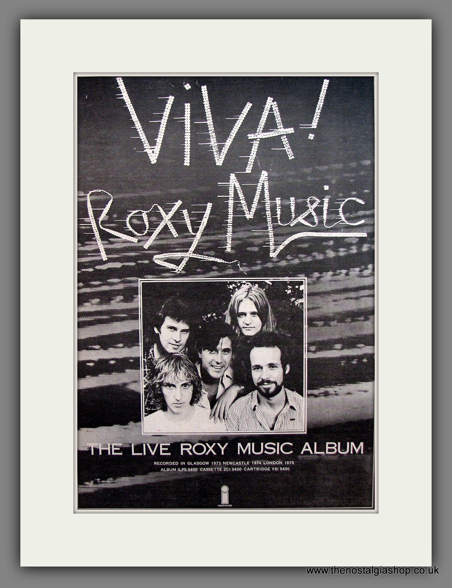 Roxy Music. Viva! Live. Vintage Advert 1976 (ref AD13914)