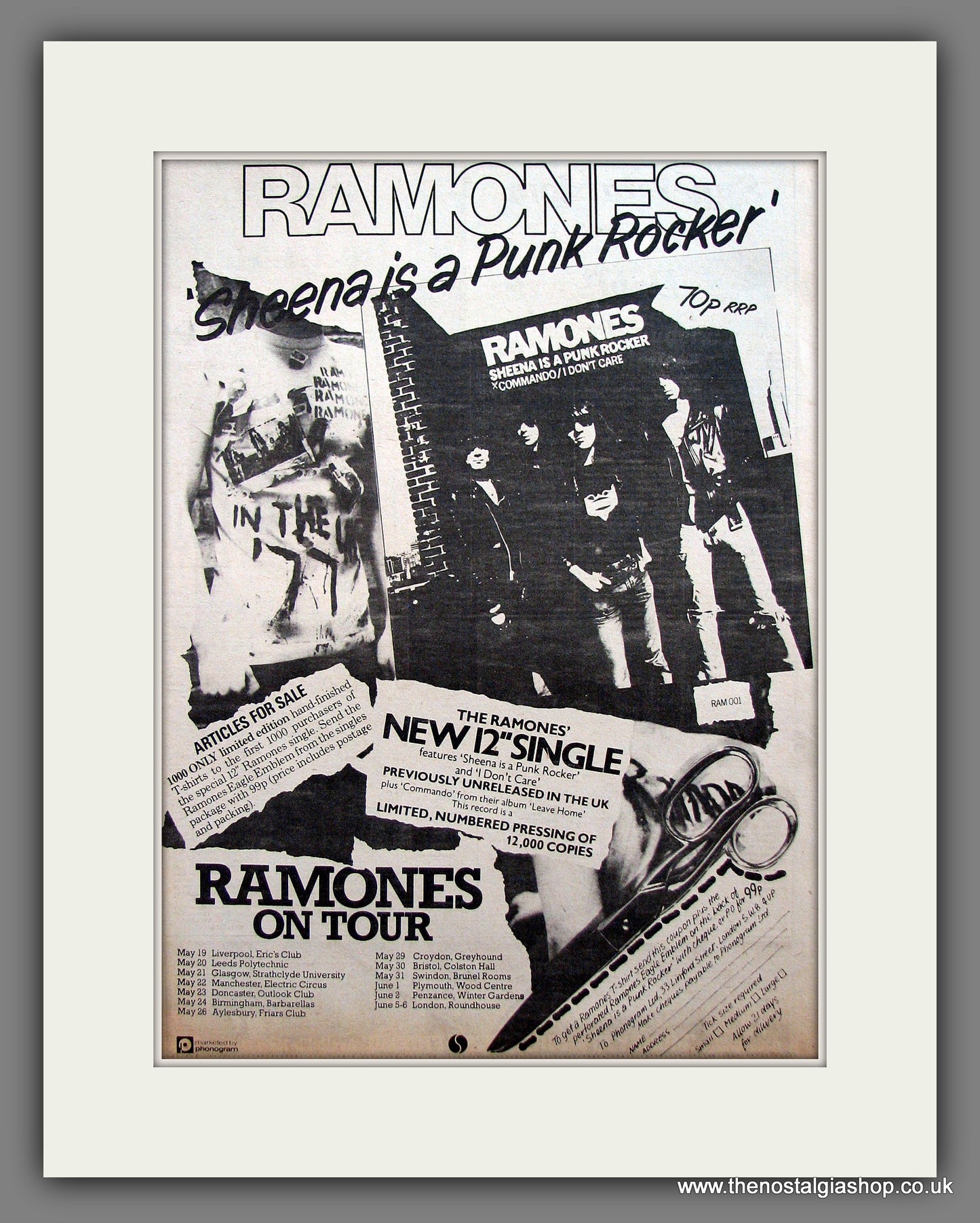 Ramones. Sheena Is A Punk Rocker. Vintage Advert 1977 (ref AD13929)