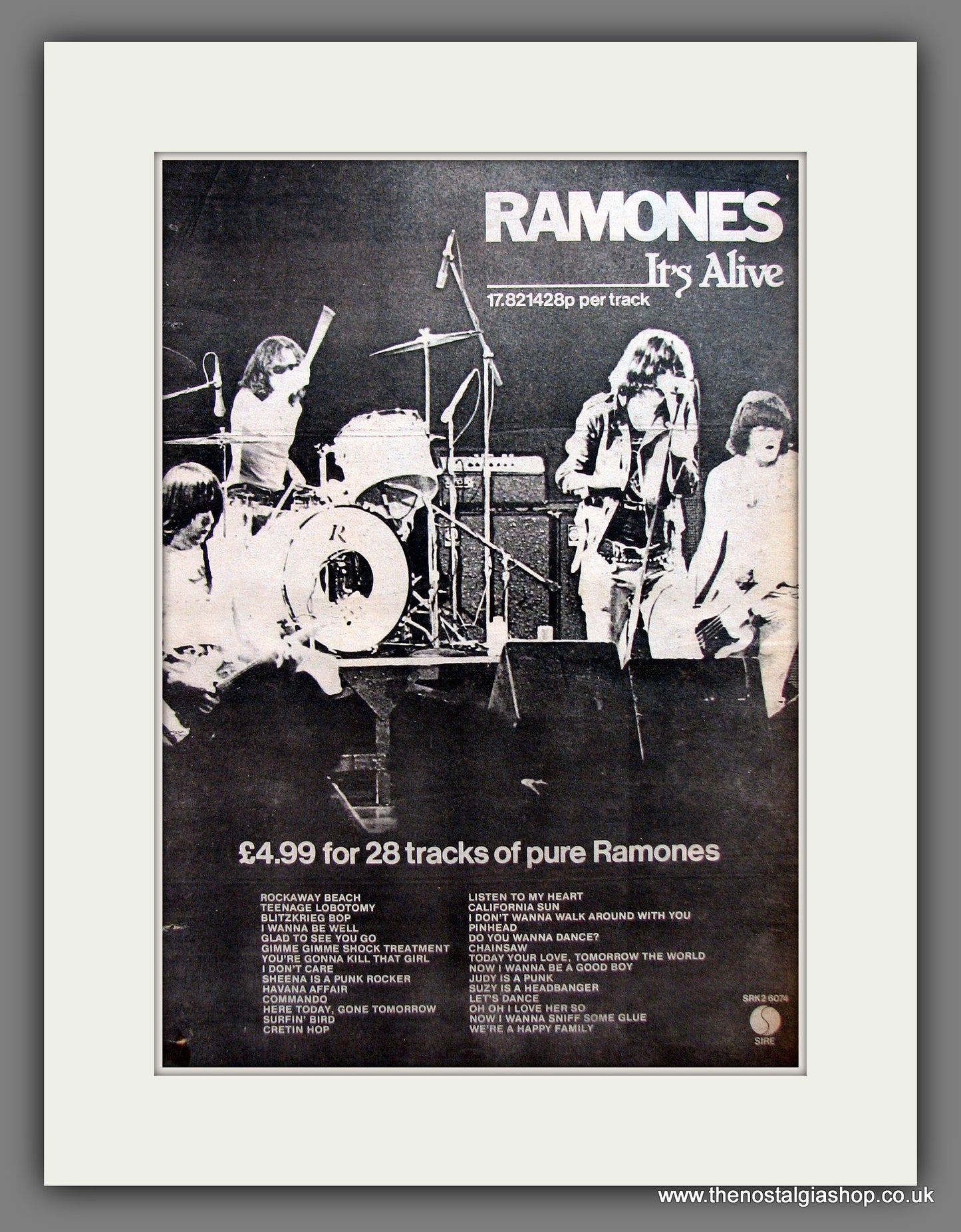Ramones. It's Alive. Vintage Advert 1979 (ref AD13930)