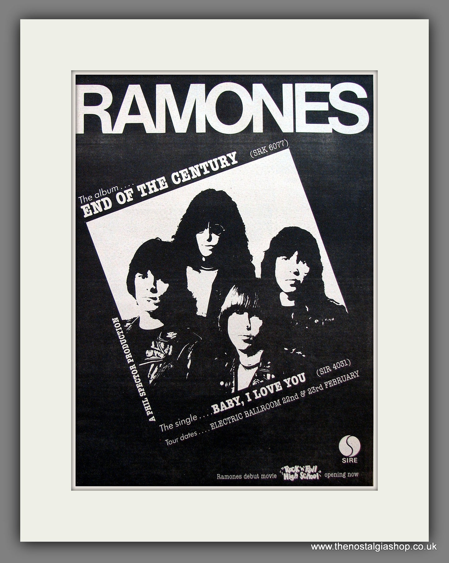 Ramones. End Of The Century. Vintage Advert 1980 (ref AD13932)