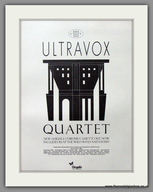 Ultravox. Quartet. UK Tour Dates. 1982  Original Advert (ref AD53267)