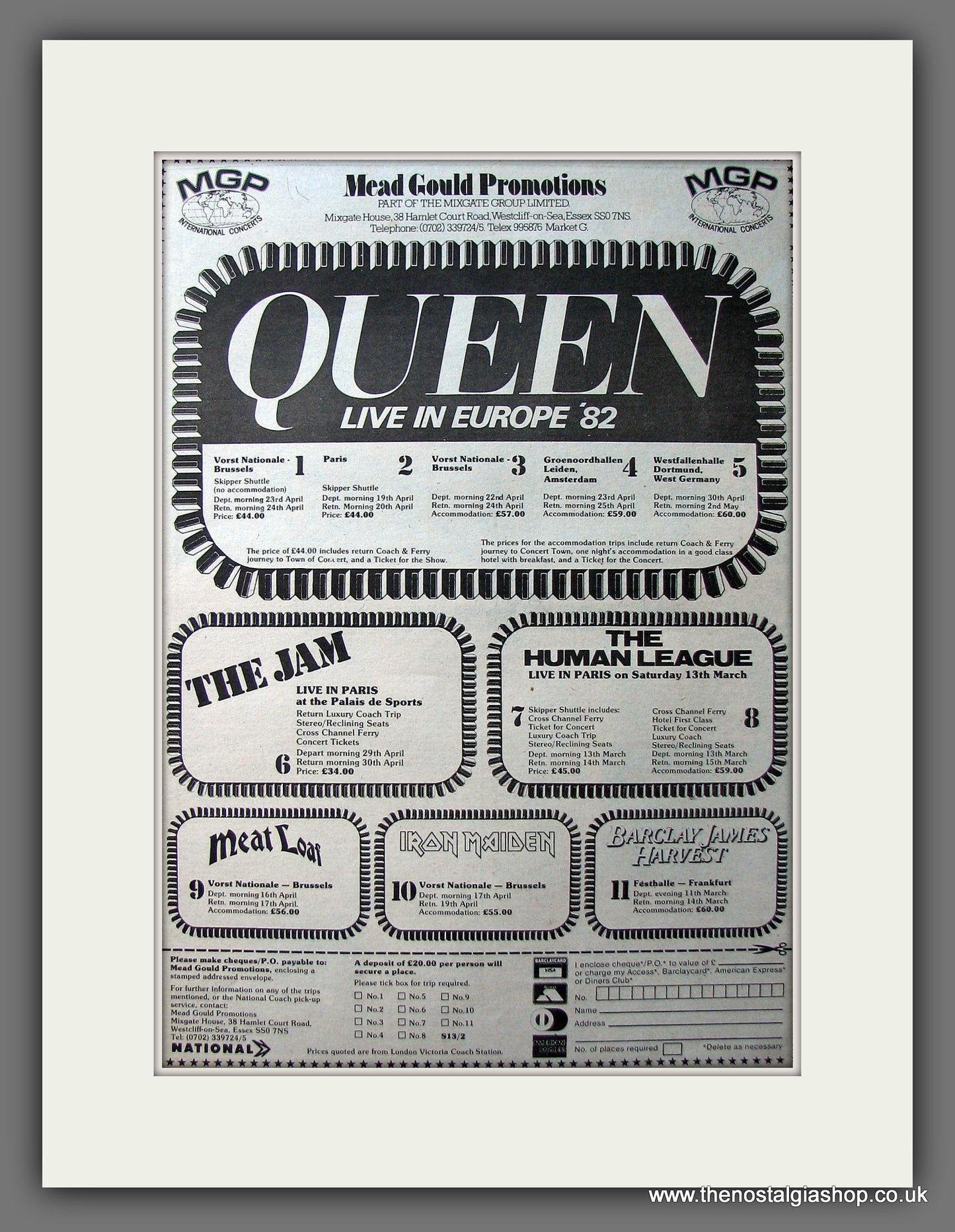 Queen. Live In Europe. Vintage Advert 1982 (ref AD13960)