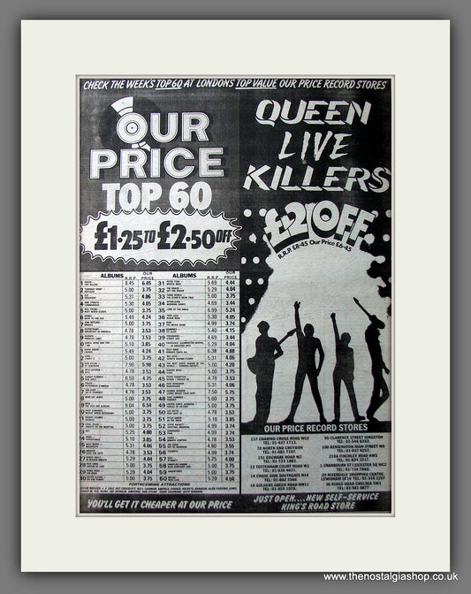 Queen. Live Killers. No. 1 Album. Vintage Advert 1979 (ref AD13961)
