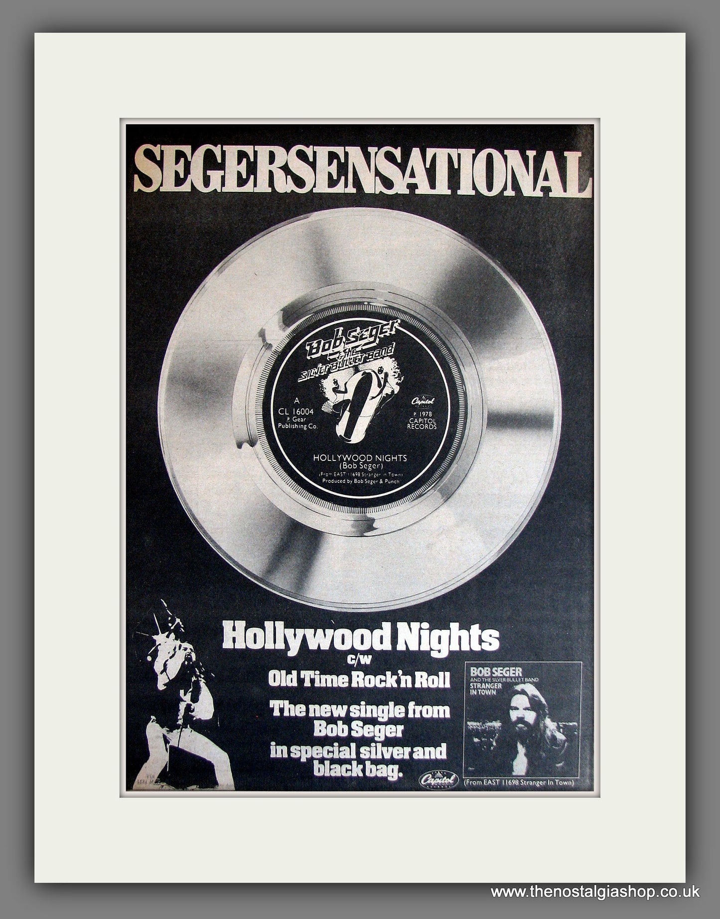 Bob Seger. Hollywood NIghts. Vintage Advert 1978 (ref AD14005)