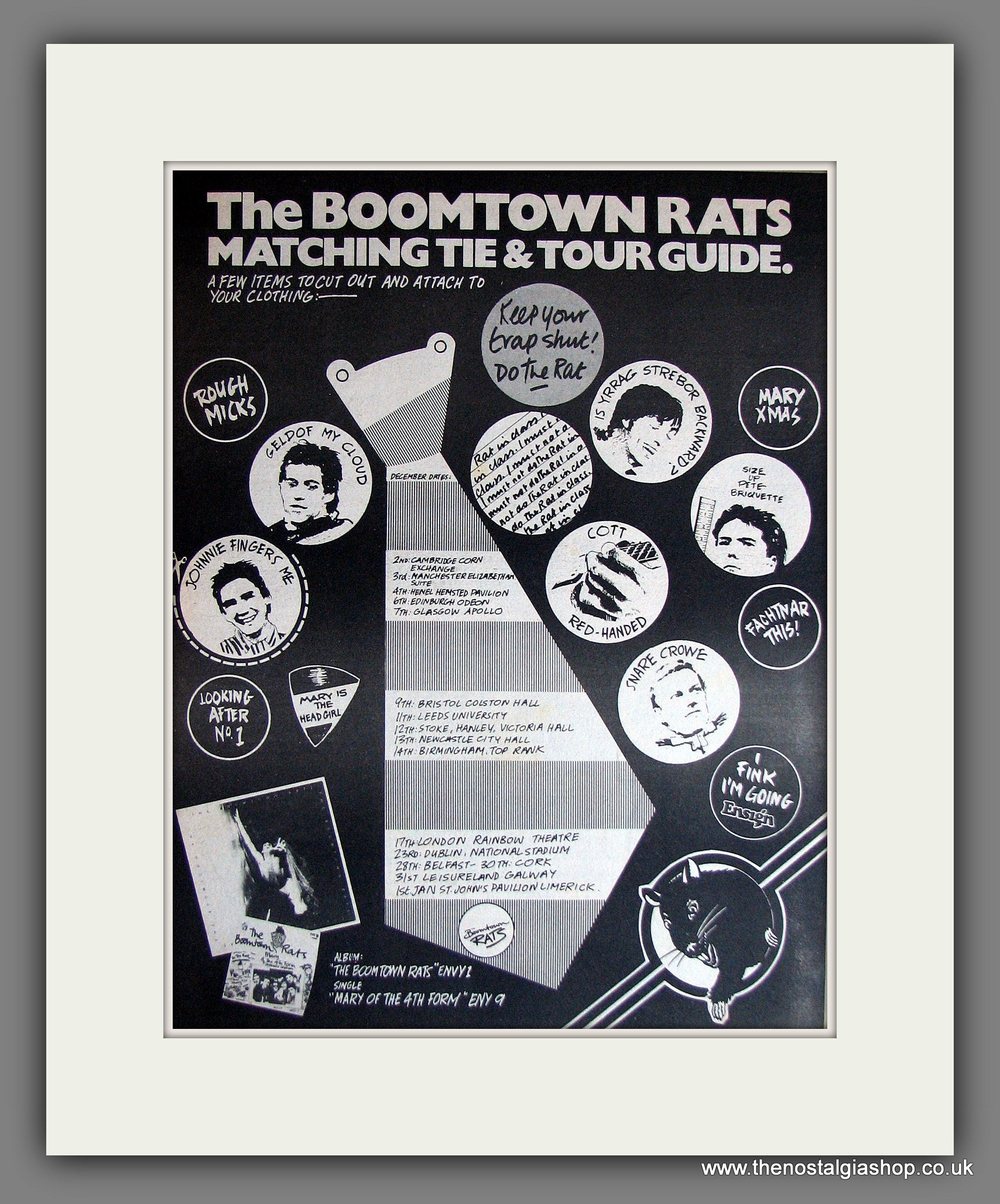 Boomtown Rats (The) Matching Tie & Tour Guide. Vintage Advert 1977 (re ...