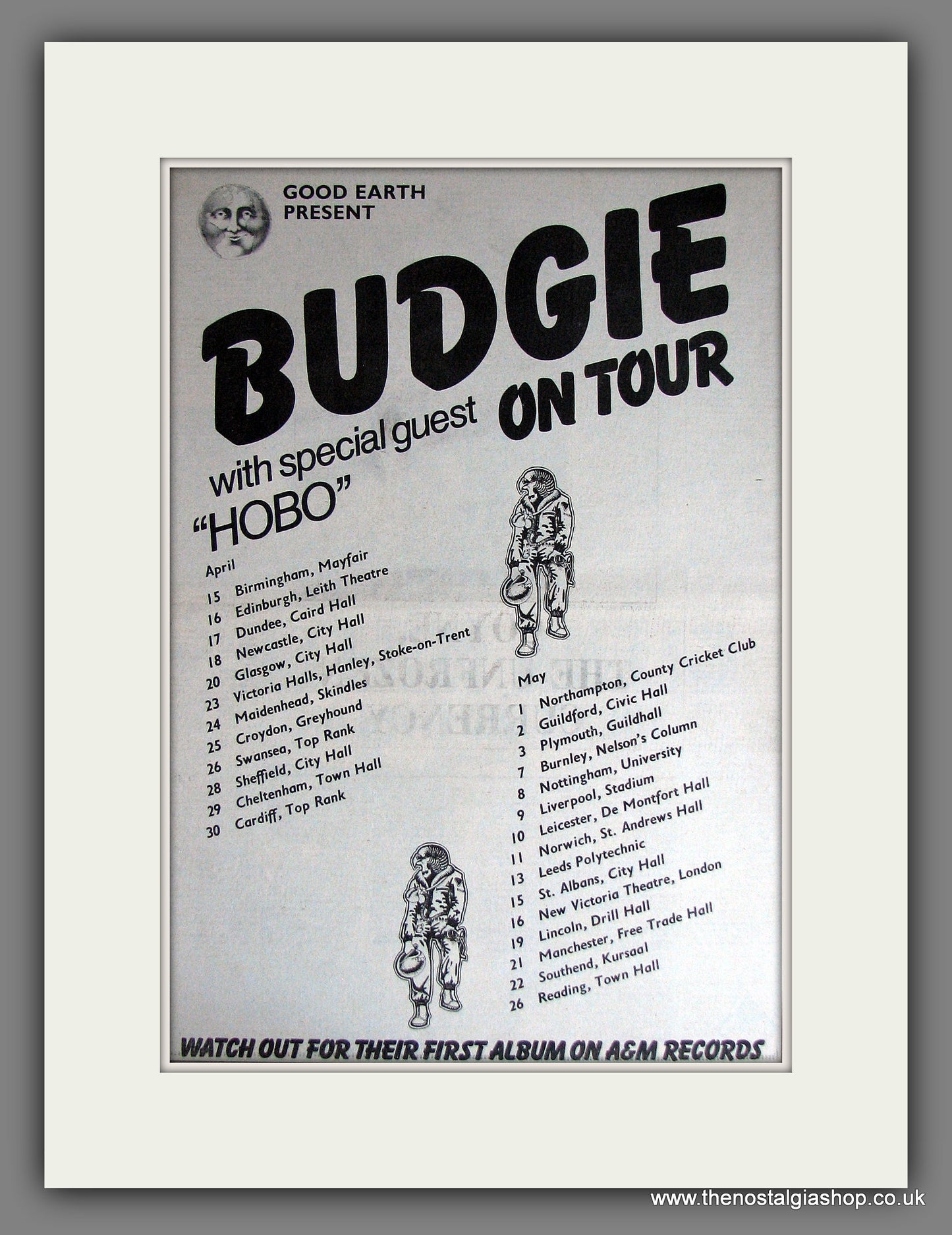 Budgie On Tour With Hobo. Vintage Advert 1976 (ref AD14020)