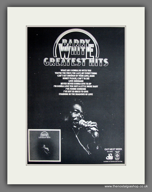 Barry White Greatest Hits. Vintage Advert 1975 (ref AD14056)
