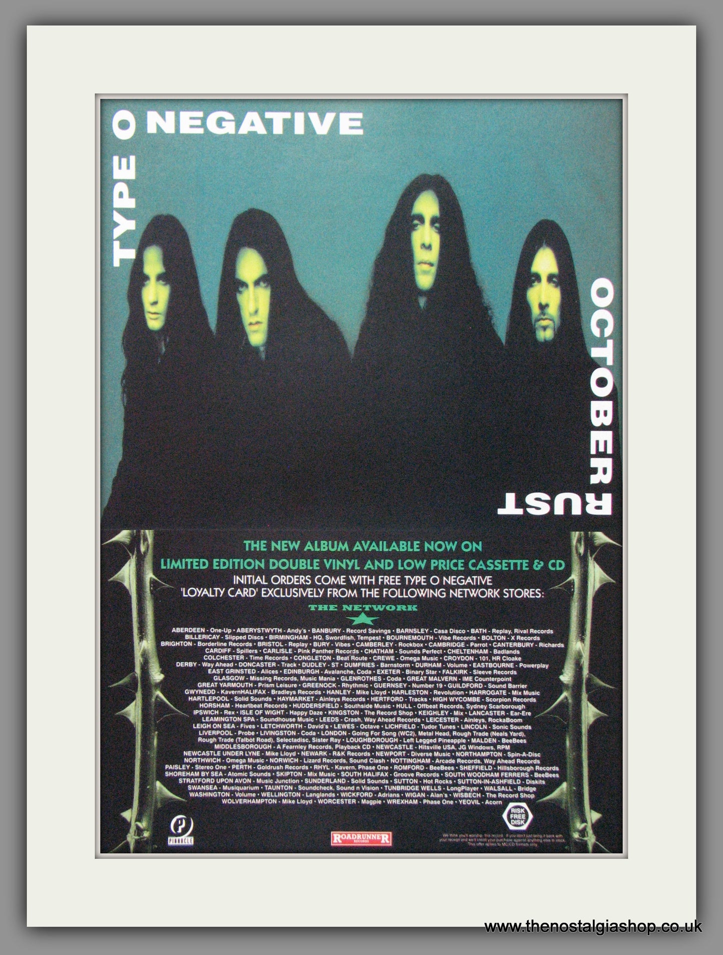 Type O Negative. October Rust. Original Advert 1996 (Ref AD52569)