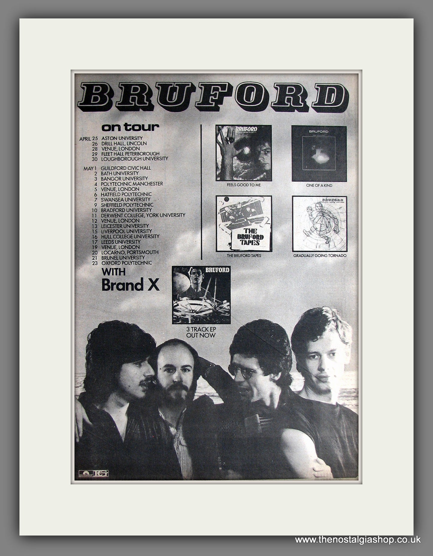 Bruford On Tour. Vintage Advert 1980 (ref AD14069)