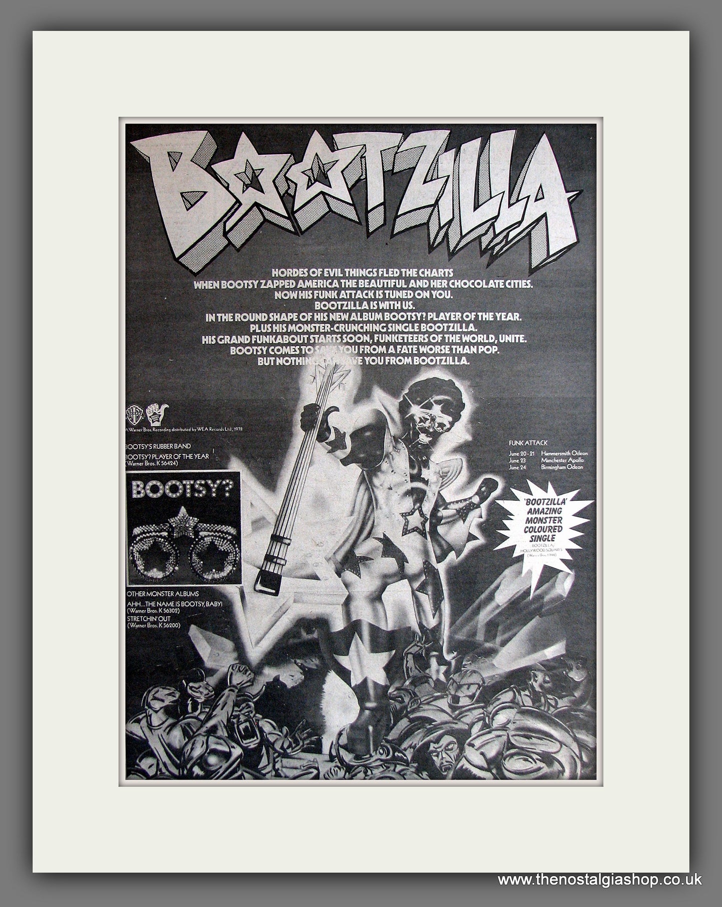 Bootsy Bootzilla. Vintage Advert 1978 (ref AD14099)