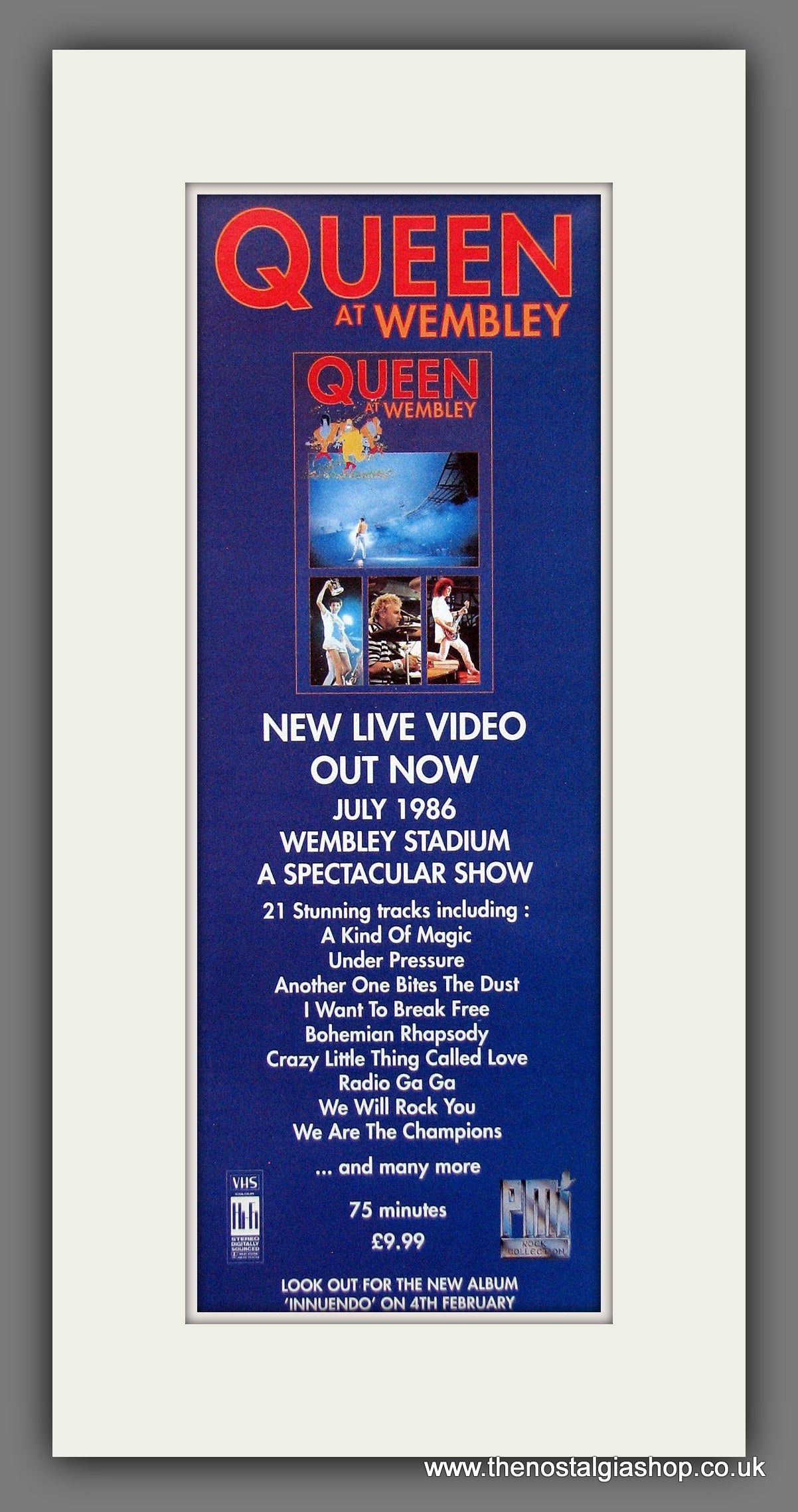 Queen. Live At Wembley On Video! Original Advert 1986 (ref AD400009)