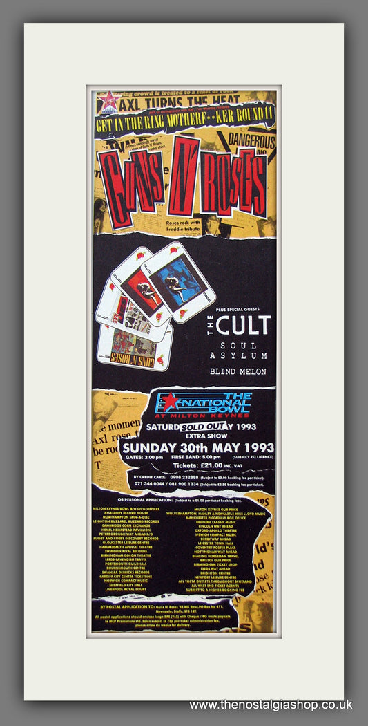 Guns N' Roses & The Cult. Milton Keynes Concert '93. Original Advert 1993 (ref AD400014)