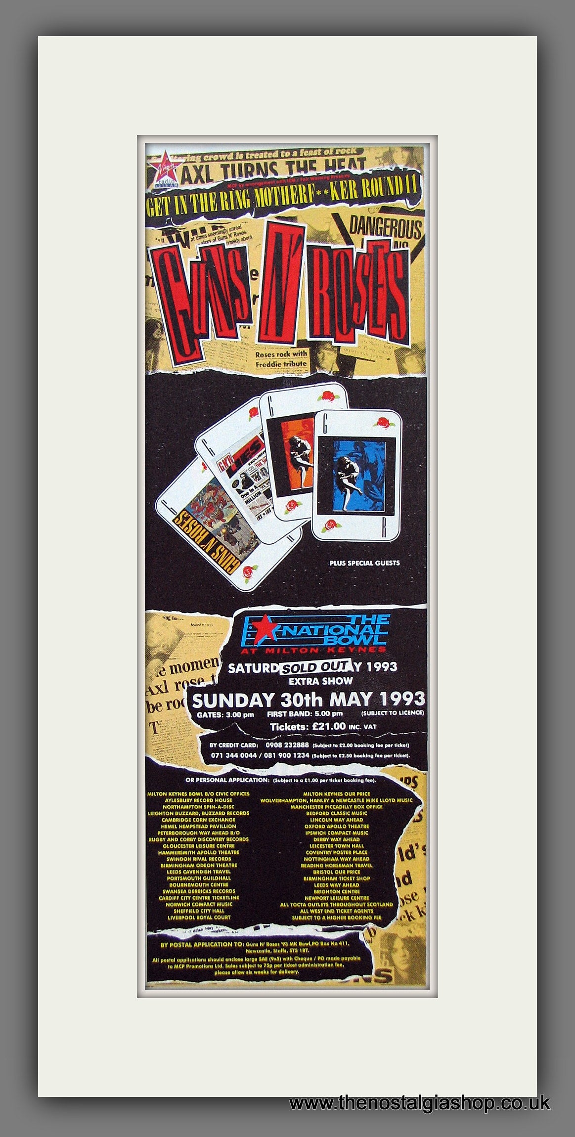 Guns N' Roses. Milton Keynes Concert '93. Original Advert 1993 (ref AD400015)