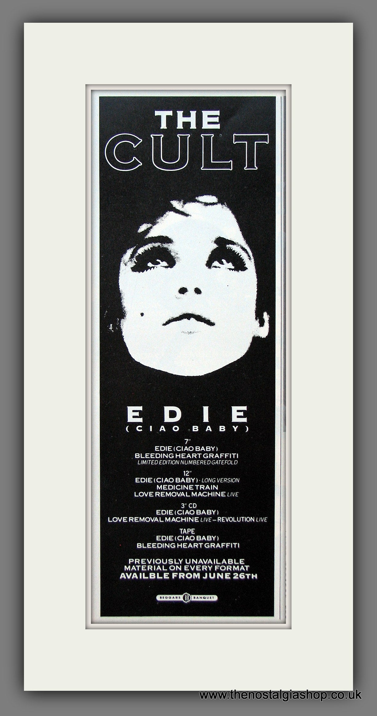 Cult (The) Edie, Ciao Baby. Original Advert 1989 (ref AD400019)