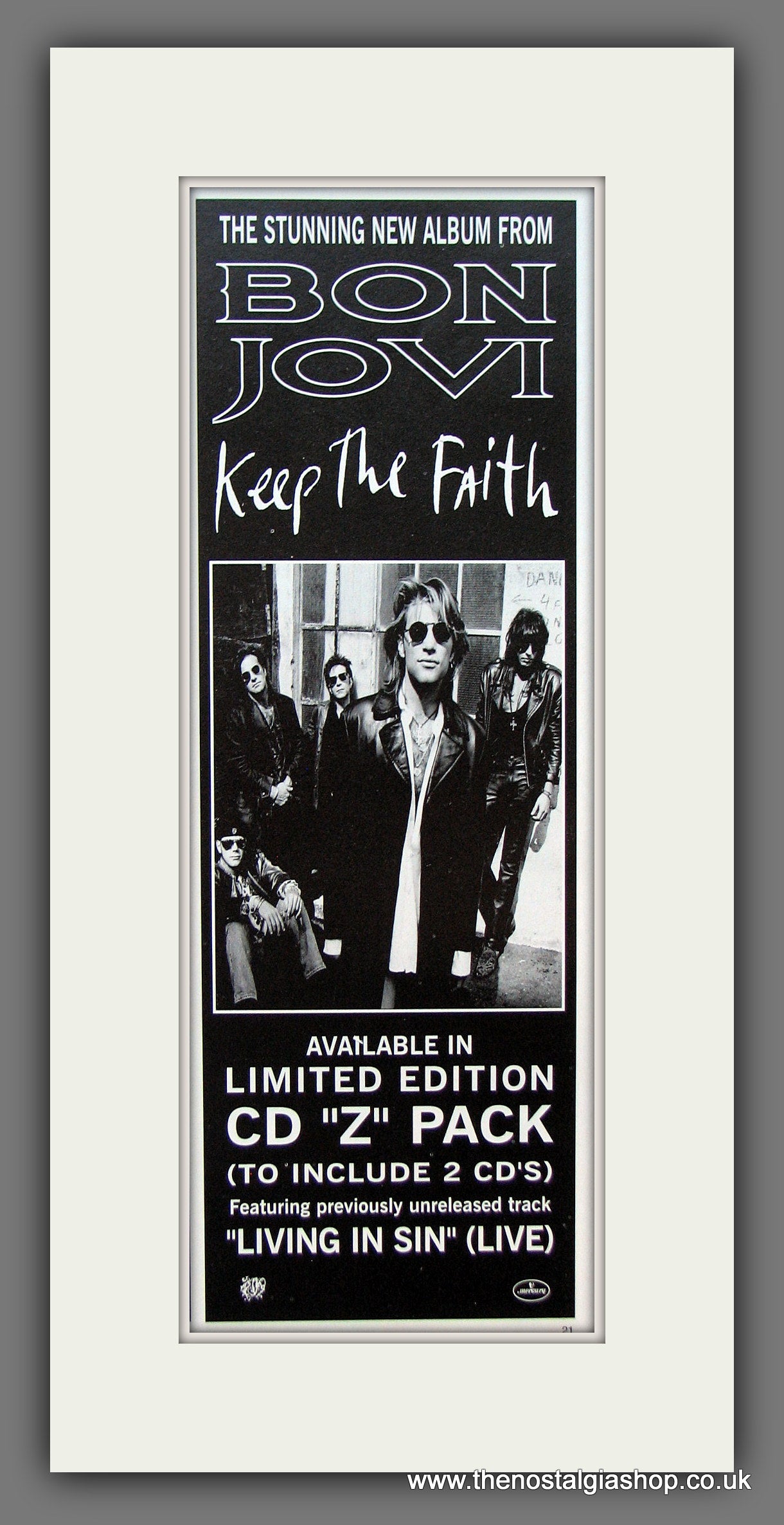 Bon Jovi. Keep The Faith. Original Advert 1992 (ref AD400029)