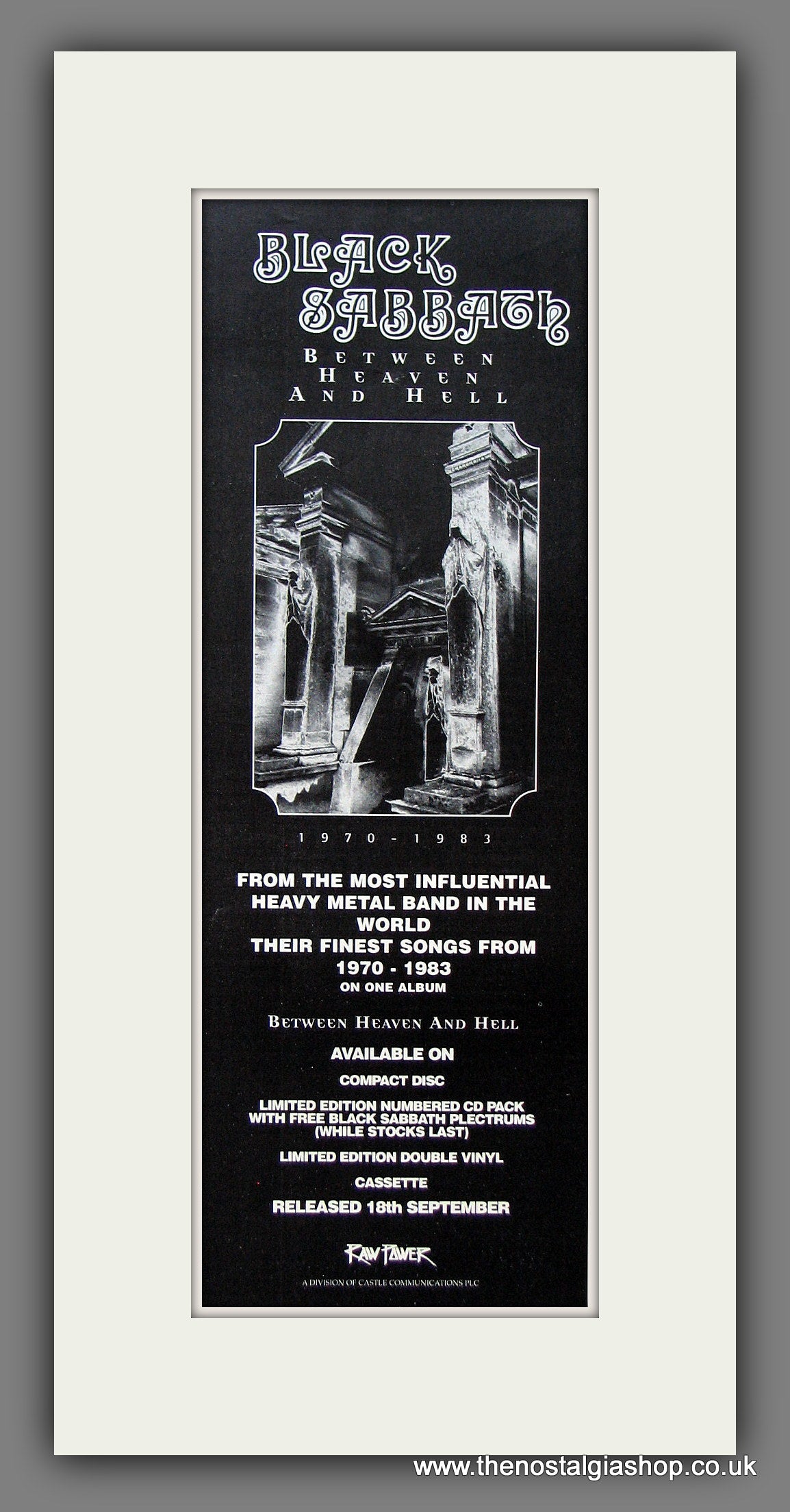 Black Sabbath. Between Heaven And Hell. Original Advert 1995 (ref AD400065)