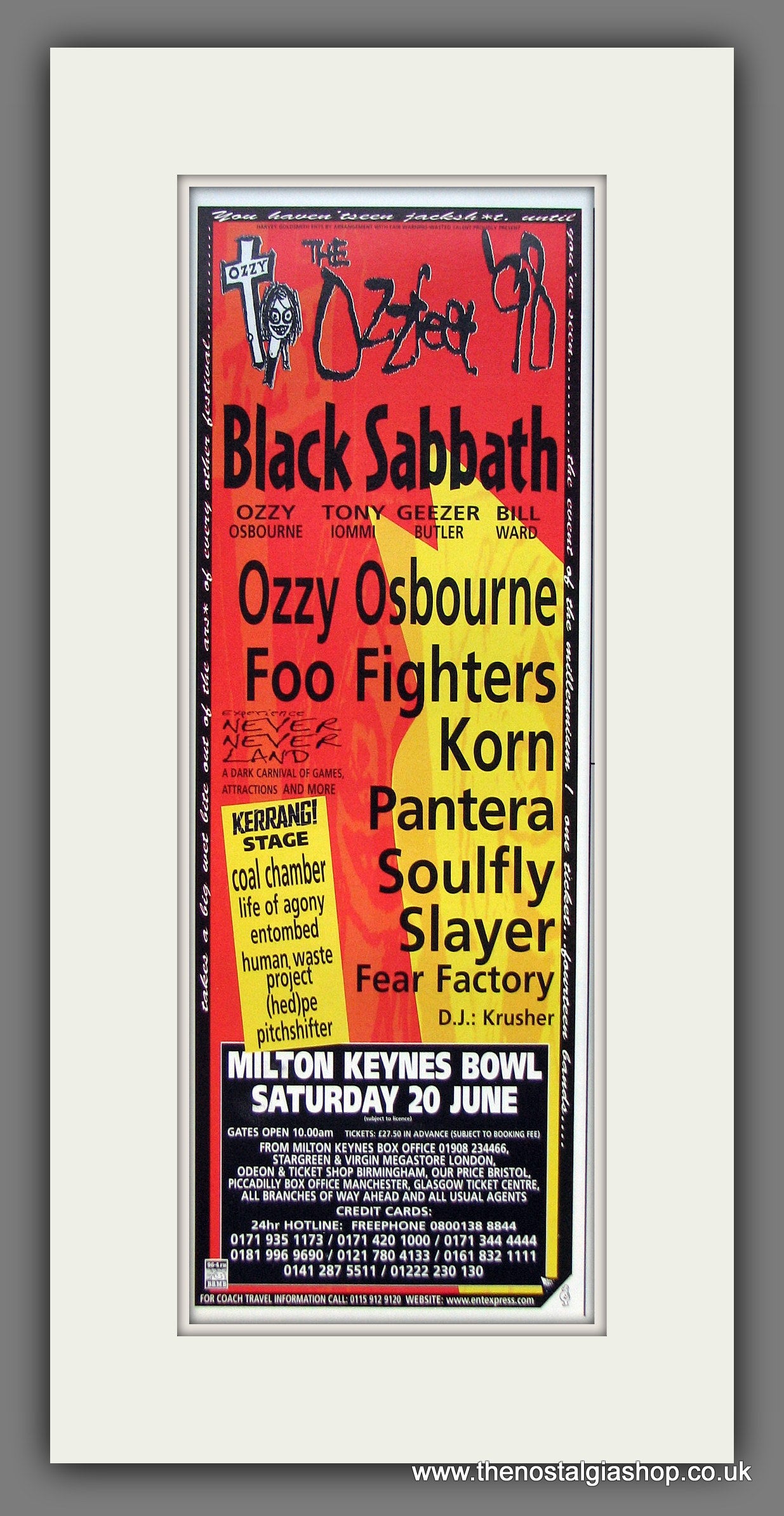 Ozzfest 1998. Black Sabbath. Ozzy Osbourne. Original Advert 1998 (ref AD400068)