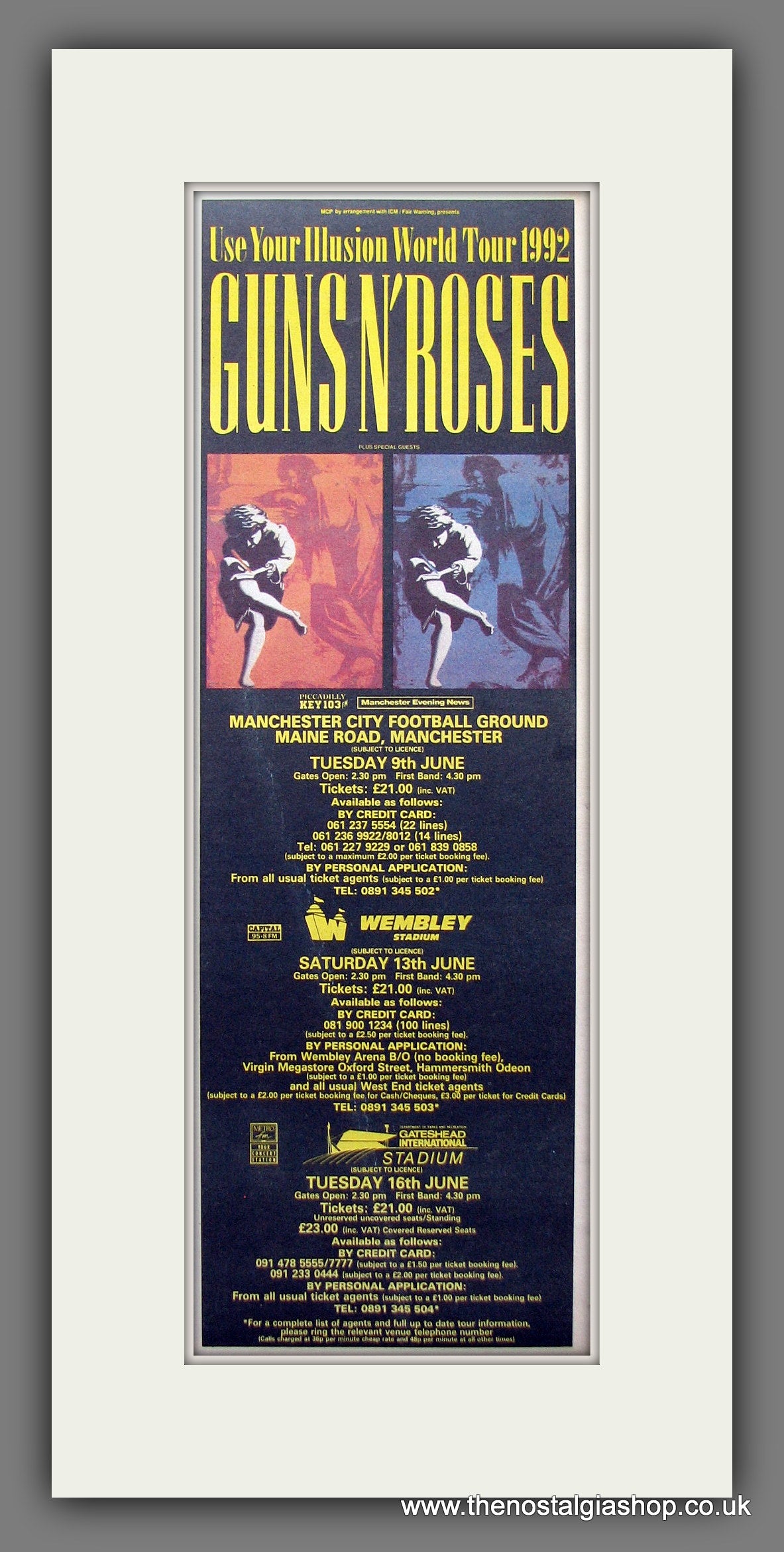 Guns N' Roses. Use Your Illusion World Tour. Original Advert 1992 (ref AD200168)