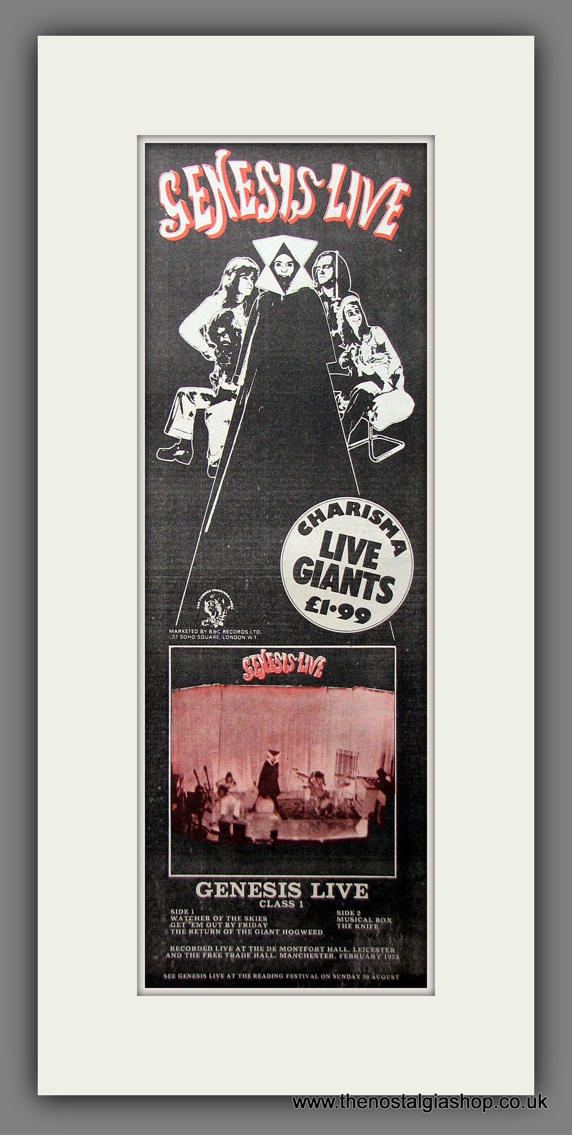 Genesis Live. Original Advert 1973 (ref AD200185)