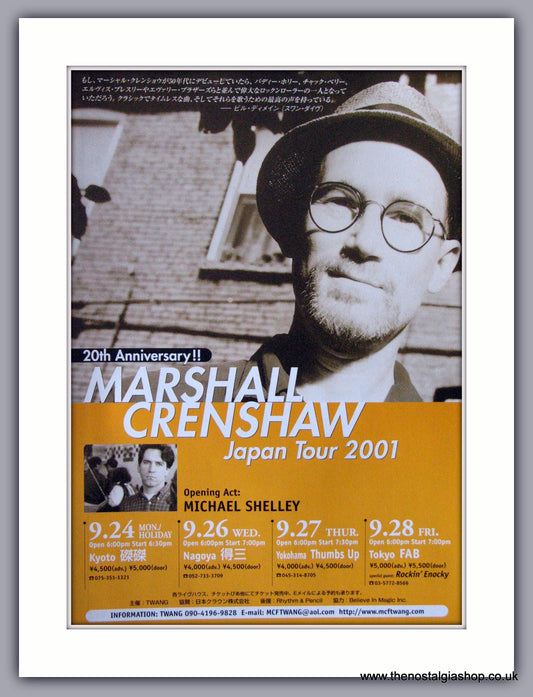 Marshall Crenshaw Japan Tour 2001 Rare Japanese Original Advert (ref AD52268)