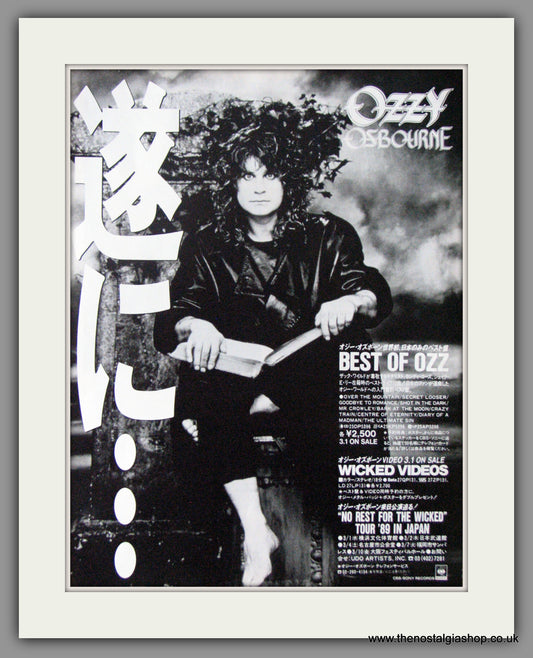 Ozzy Osbourne. No Rest For The Wicked. 1989 Rare Japanese Original Advert (ref AD52270)