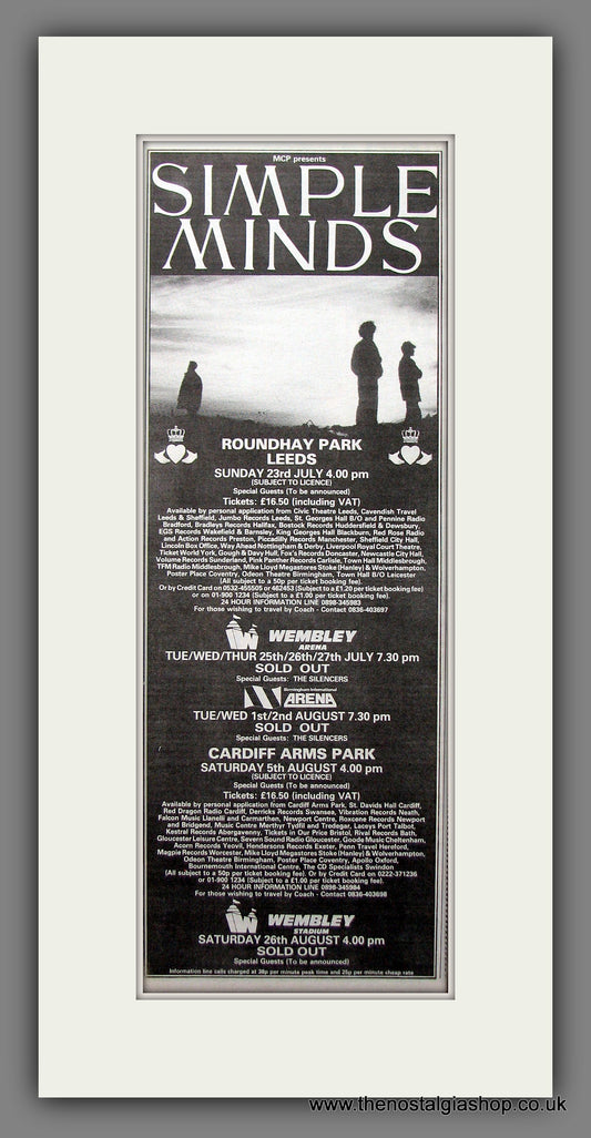 Simple Minds Concert Tour. Original Advert 1989 (ref AD200206)