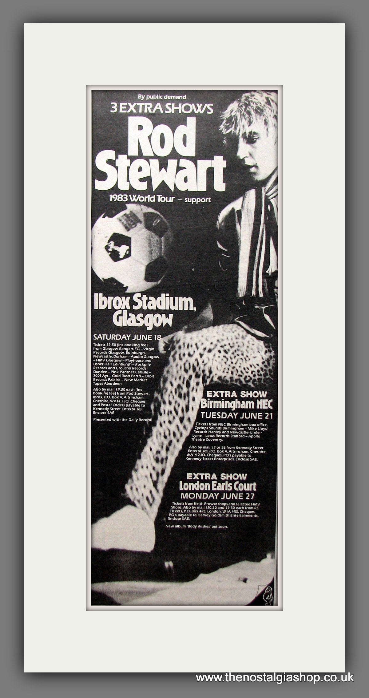 Rod Stewart World Tour, UK Shows. Original Advert 1983 (ref AD200209)