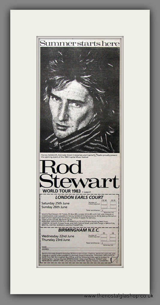 Rod Stewart World Tour, UK Shows. Original Advert 1983 (ref AD200210)