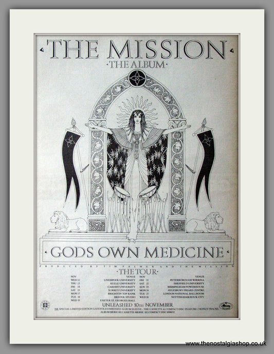 Mission (The) Gods Own Medicine. Original Vintage Advert 1986 (ref AD11311)