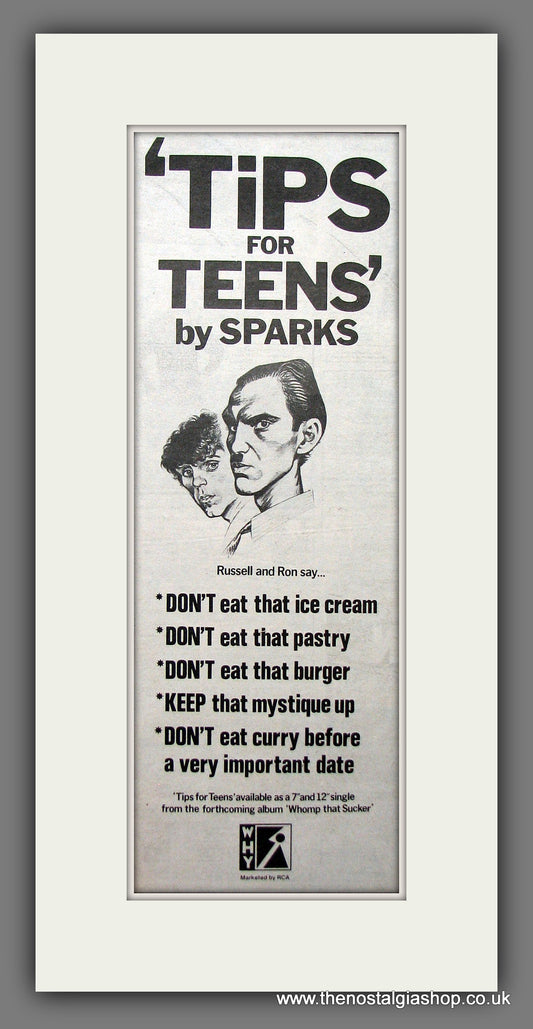 Sparks. Tips For Teens. Original Advert 1981 (ref AD200232)