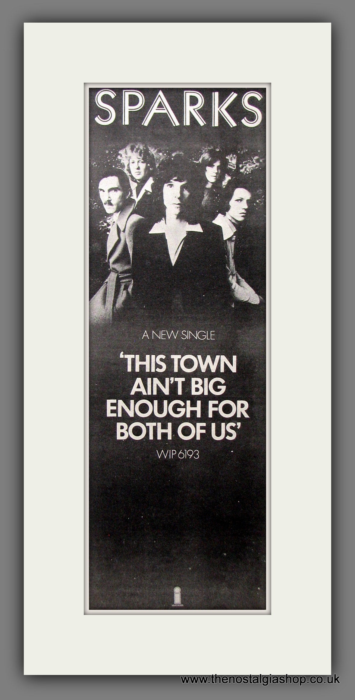 Sparks. This Town Ain't Big Enough. Original Advert 1974 (ref AD200233)