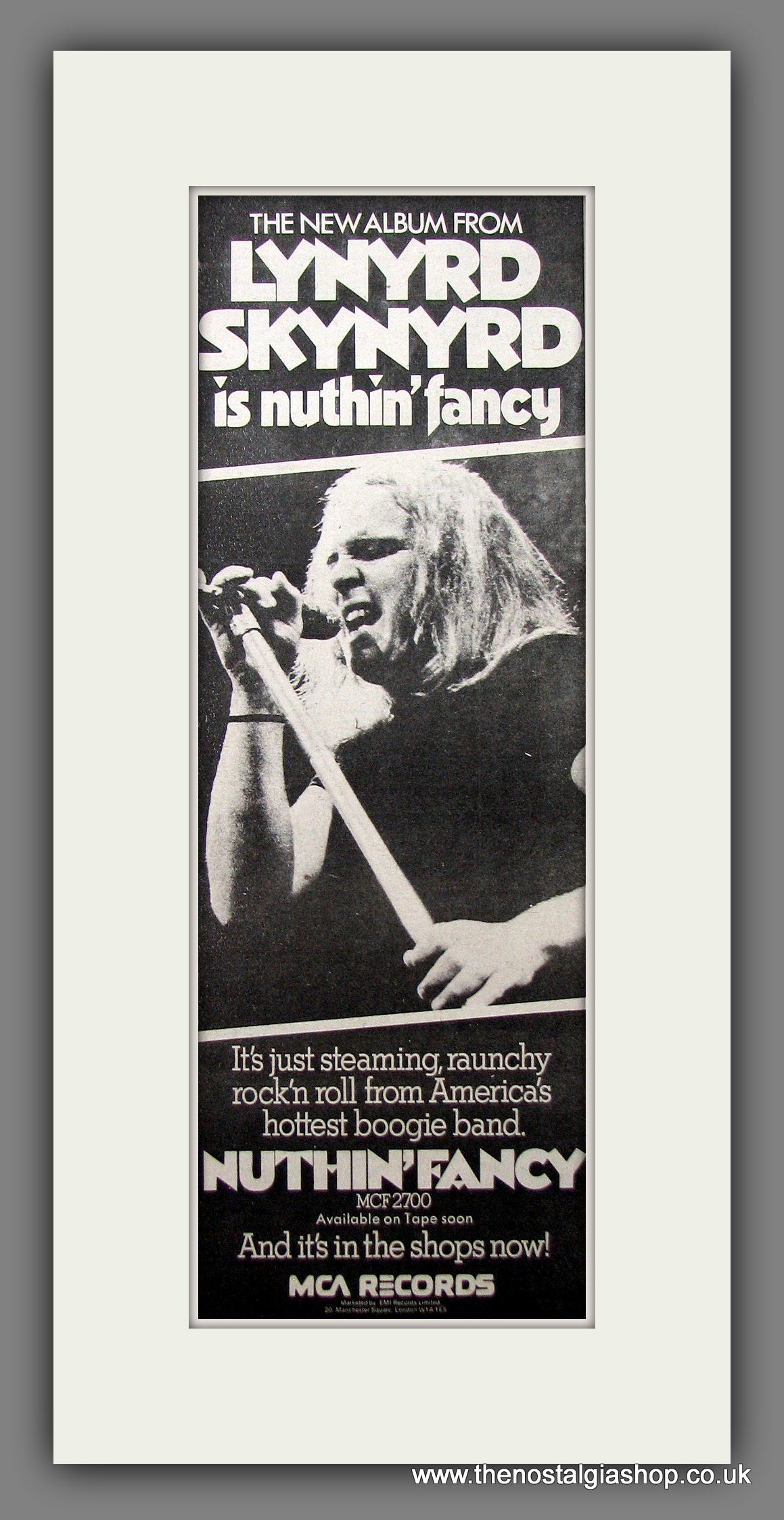 Lynyrd Skynyrd. Nuthin' Fancy. Original Advert 1975 (ref AD200234)