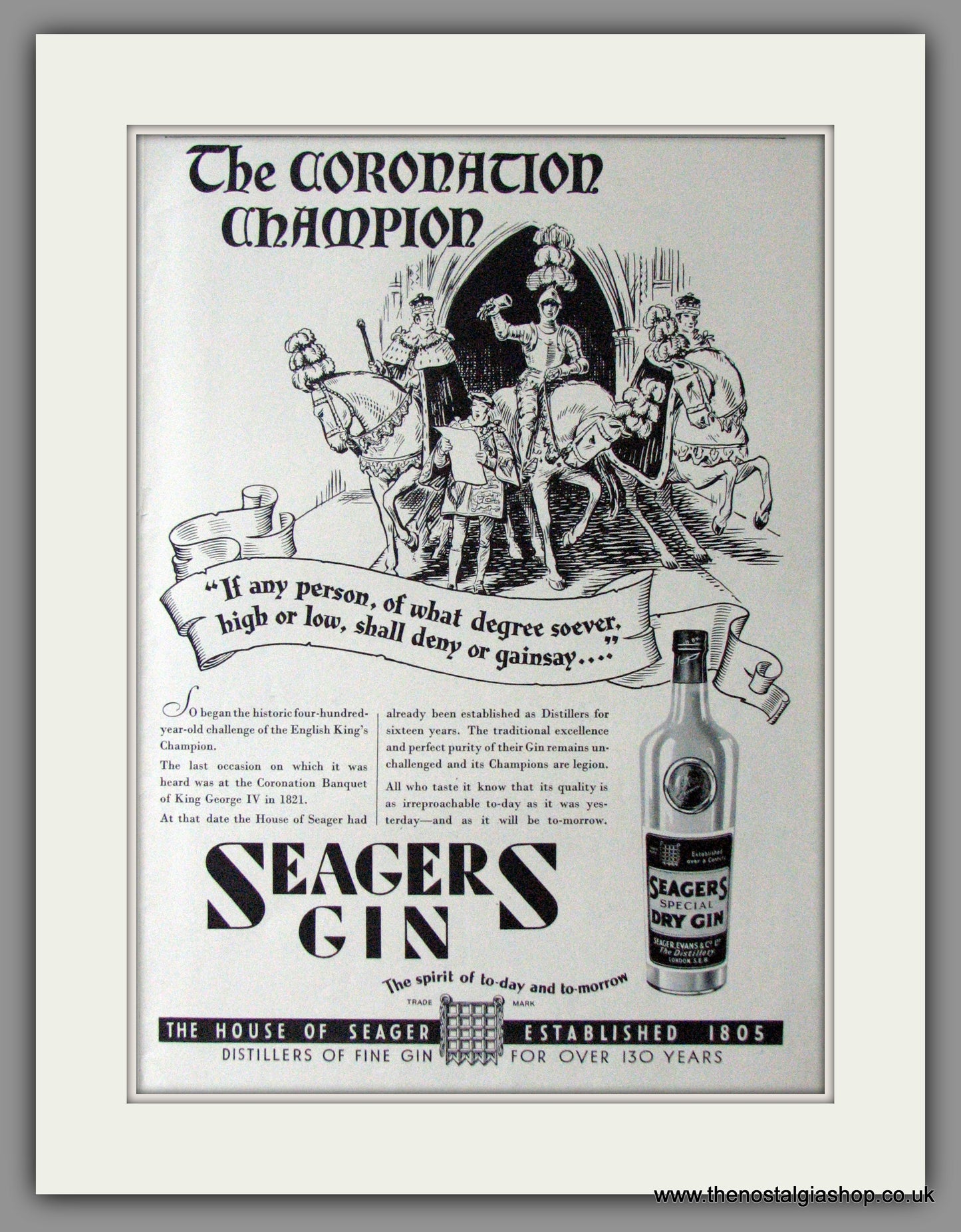 Seagers Gin. Original Advert 1937 (ref AD11426)