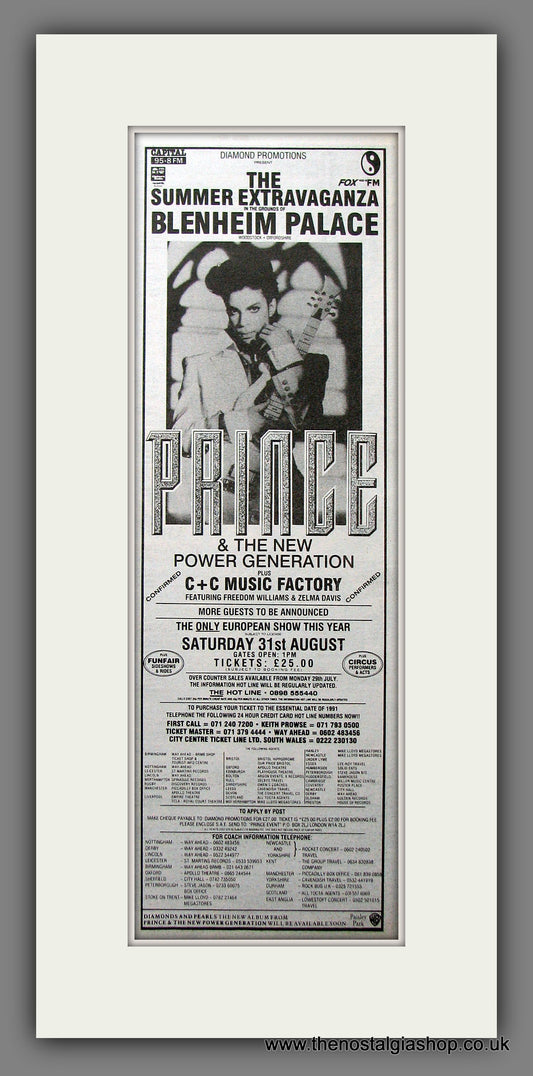 Prince & The New Power Generation Dates. Original Advert 1991 (ref AD200250)