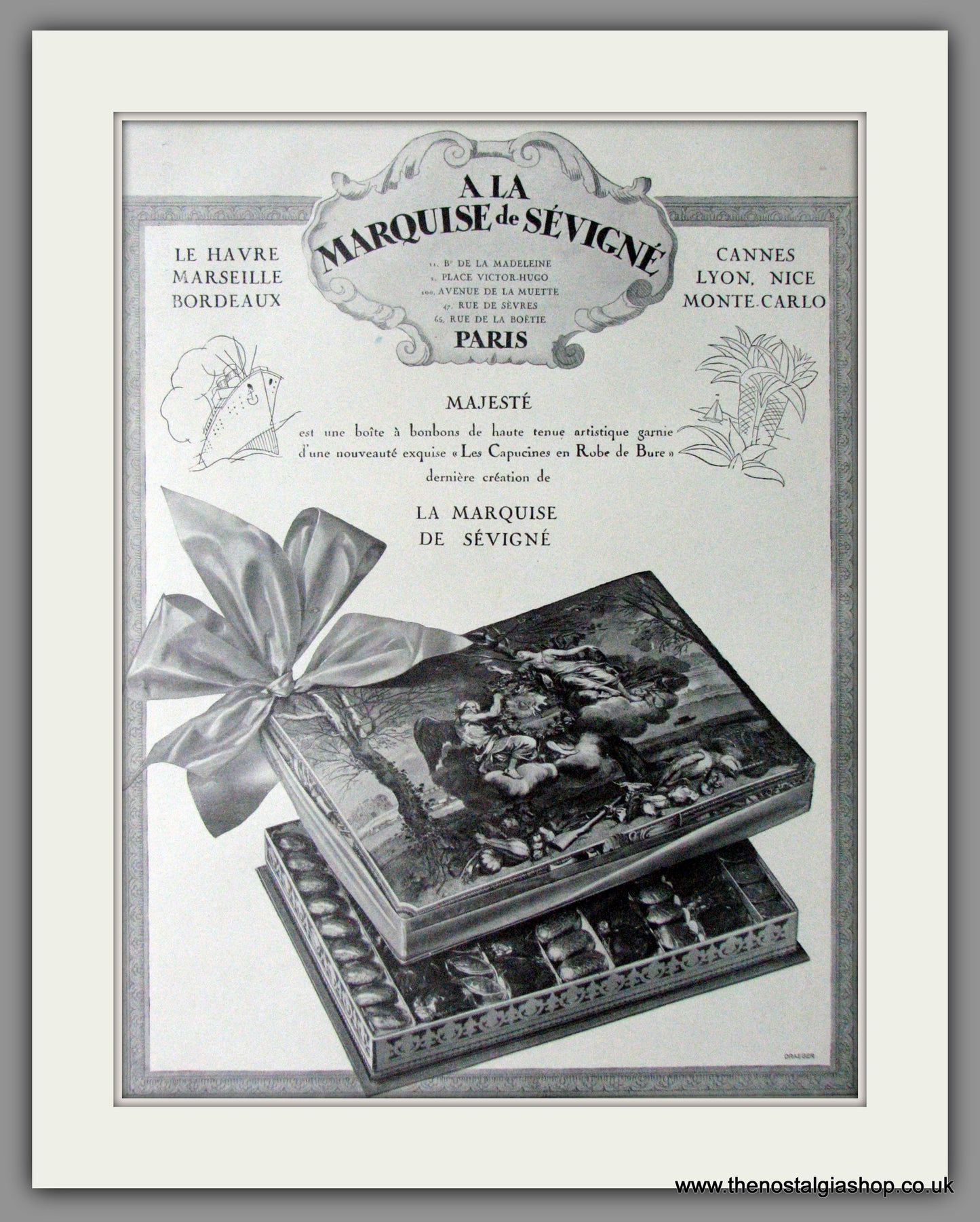 La Marquise De Sevigne. Chocolates. Original French Advert 1928 (ref AD11429)